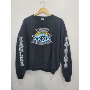 Vtg Y2K Jerzees Super Bowl XXXIX Jacksonville Florida Eagles Patriots Sweatshirt